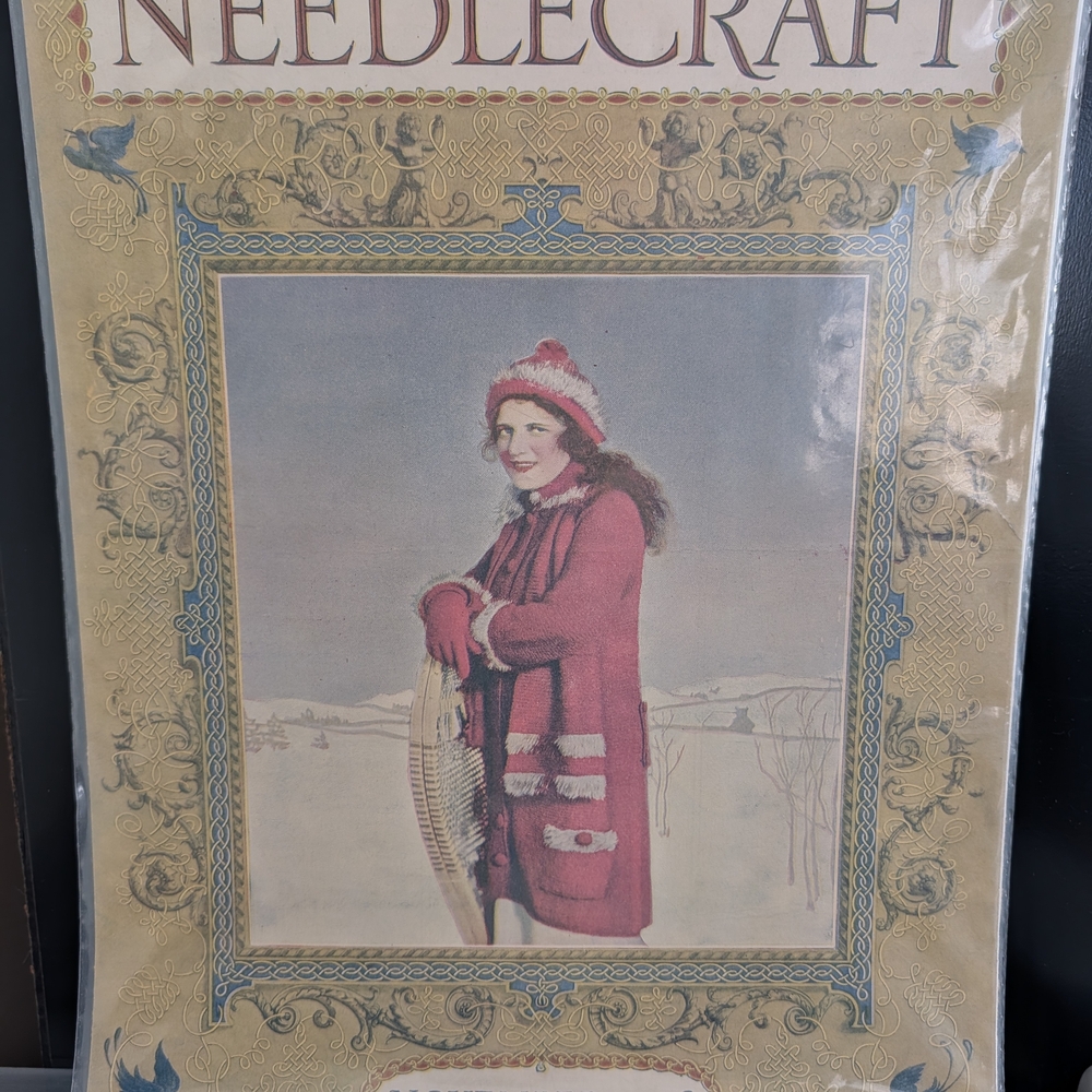 Vintage Needlecraft Wall Art with Red Accents